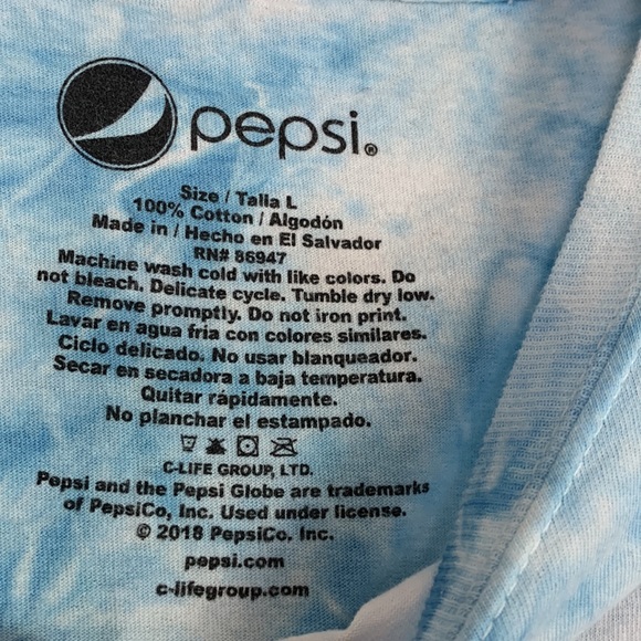 Pepsi Crop Top Women Large Tye Dye Long Sleeve Preowned 100% Cotton Graphic Tee - Picture 4 of 6